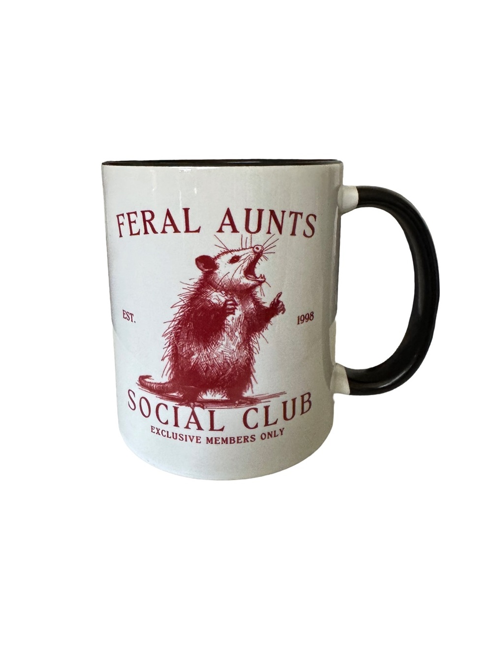 Feral Aunts Social Club Opossum Ceramic Coffee Mug ☕️💥